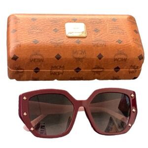 MCM Bordeaux Burgundy Square Sunglasses – Italian Luxury Designer Frames + Case